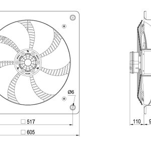 هواکش صنعتی ایلکا با پروانه پلاستیکی 50 سانت (سه فاز) شرکت دمنده VIE-50A4T